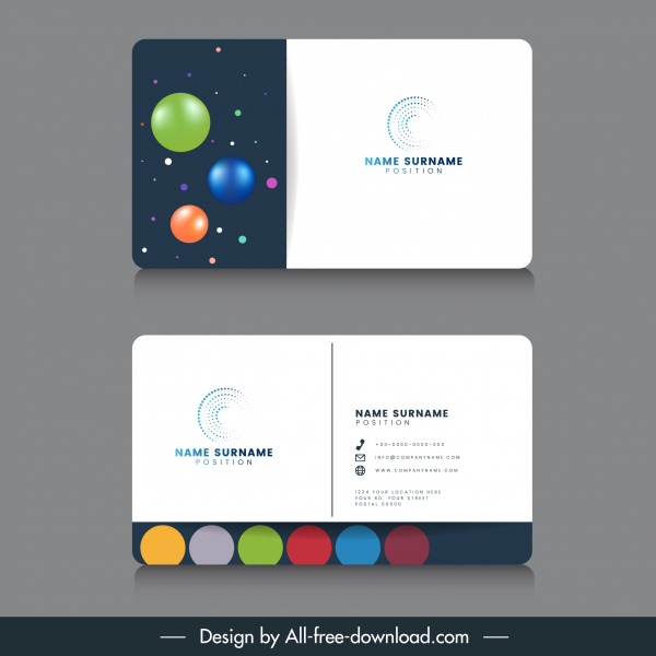 Декор современные красочные блестящие круги шаблон визитной карточки