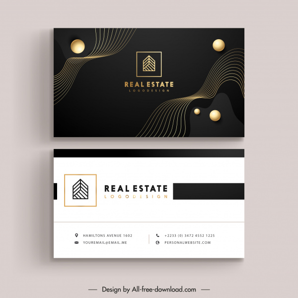 Business Card Template Modern Contrast Dynamic Round Curves