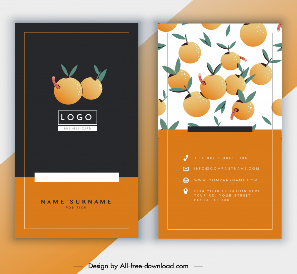 modèle de carte de visite décor de fruits orange