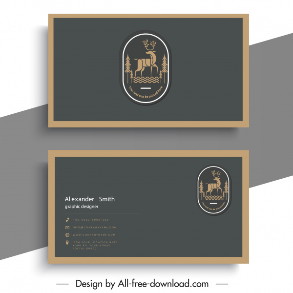 шаблон визитной карточки оленей логотип классический простой дизайн
