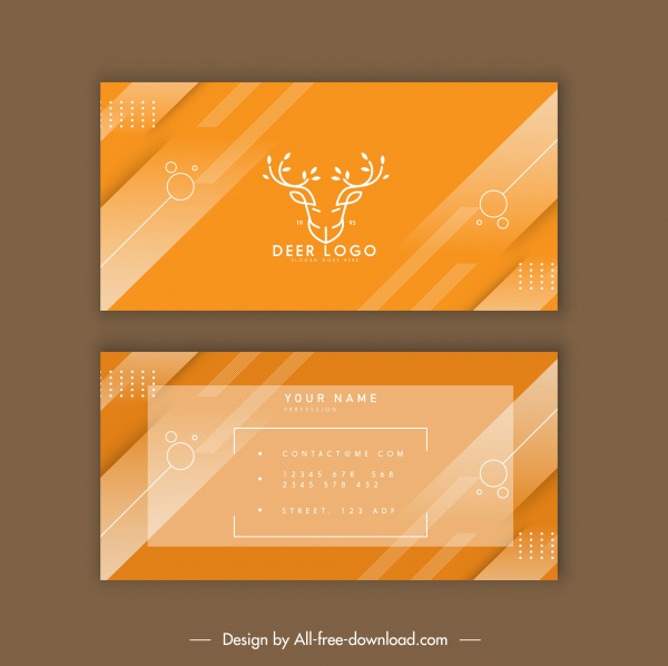 plantilla de tarjeta de visita logotipo de reno sketch rayas amarillas