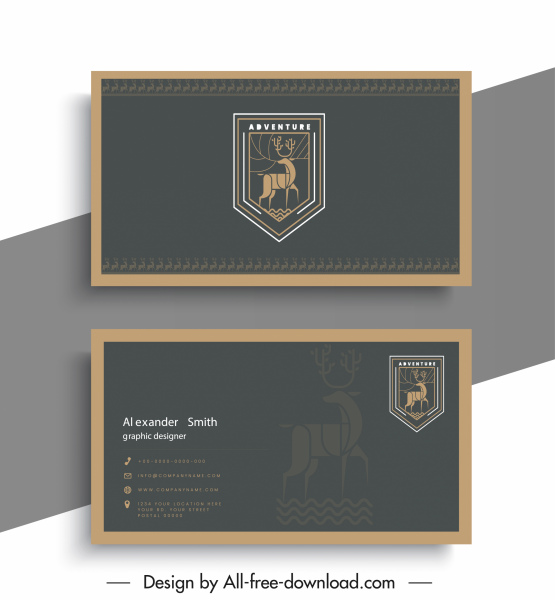 plantilla de tarjeta de presentación logotipo de reno elegancia oscura