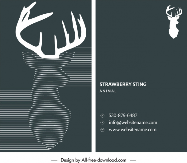 kinh doanh thẻ mẫu reindeer Sketch tối trang trí thanh lịch