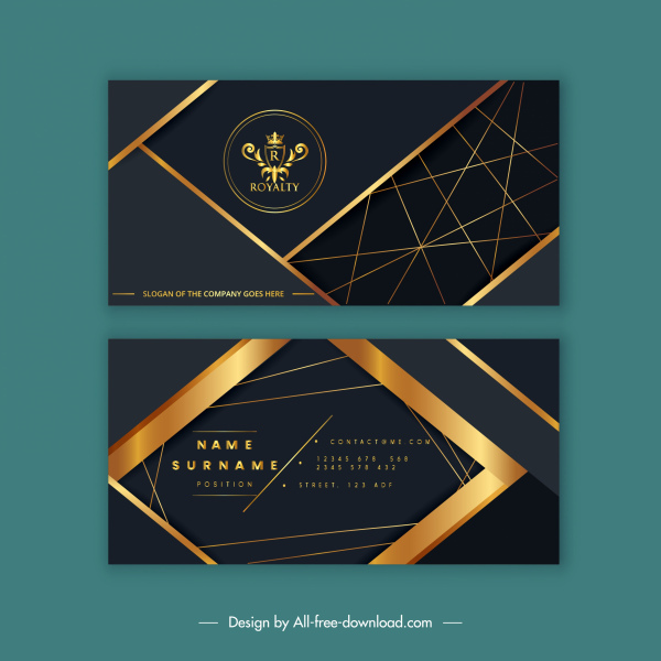 plantilla de tarjeta de visita tema real decoración dorada de lujo