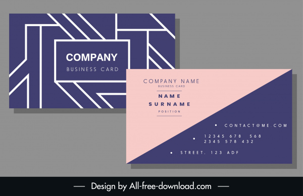 bisnis kartu template sederhana datar merah muda ungu dekorasi