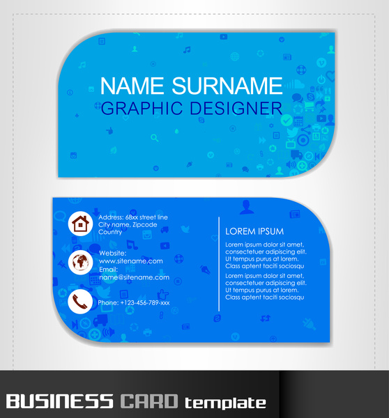 bisnis kartu template dengan latar belakang biru yang modern