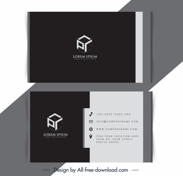 plantilla de tarjeta de visita 3d logotipo cúbico diseño oscuro