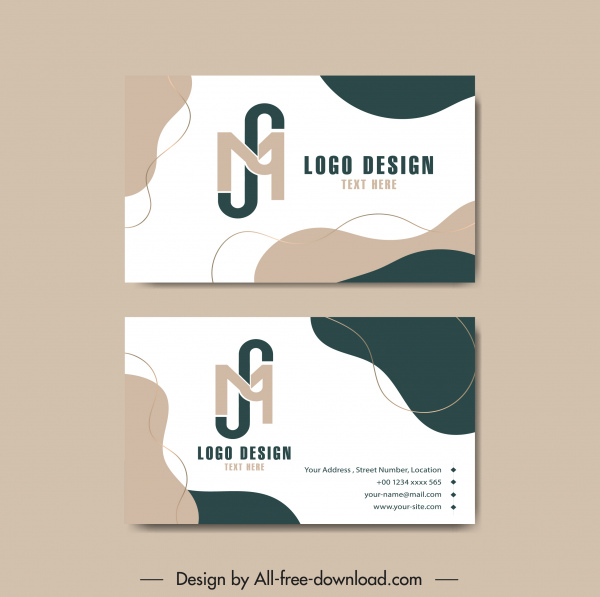 plantillas de tarjetas de visita curvas abstractas decoración texto logotipo