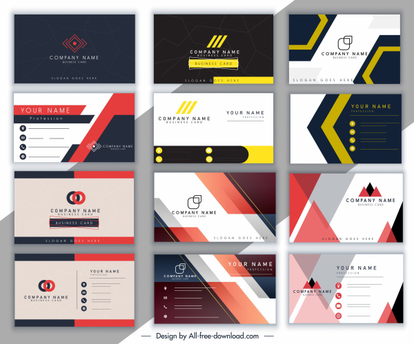 Business Card Templates Collection Colored Modern Elegant Decor