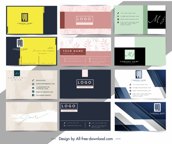 Business Card Templates Colored Modern Decor Vector Abstract