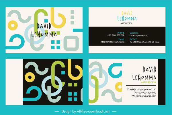 kartu bisnis template warna-warni abstrak bentuk datar dekorasi