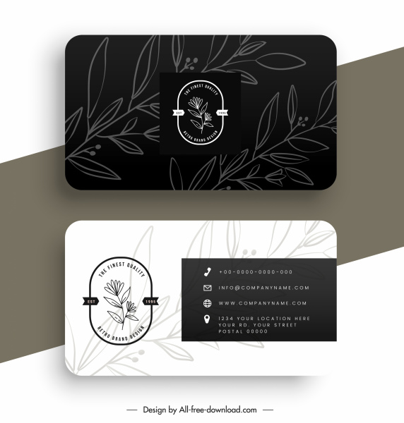 Business Card Templates Contrast Design Nature Elements Decor