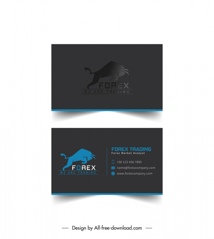 шаблоны визитных карточек темный силуэт буйвол логотип декор