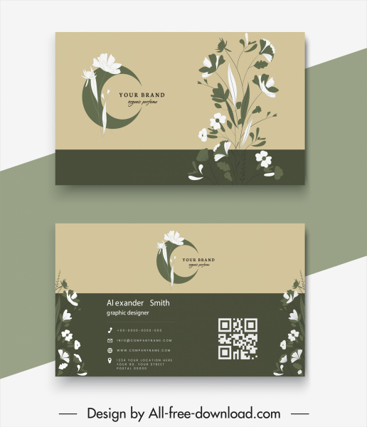 plantillas de tarjetas de visita elegante decoración floral clásica