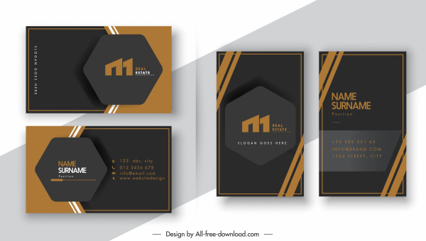 modelos de cartão de visita elegante etiqueta geométrica de design escuro