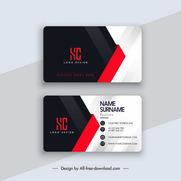 template kartu bisnis desain kontras modern yang elegan