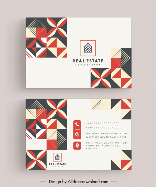 plantillas de tarjetas de visita formas planas de simetría decorativa