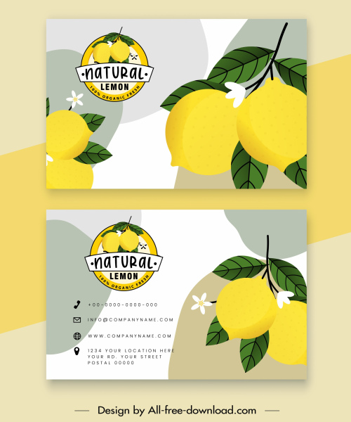 визитные карточки шаблоны лимона тема яркого цветного декора
