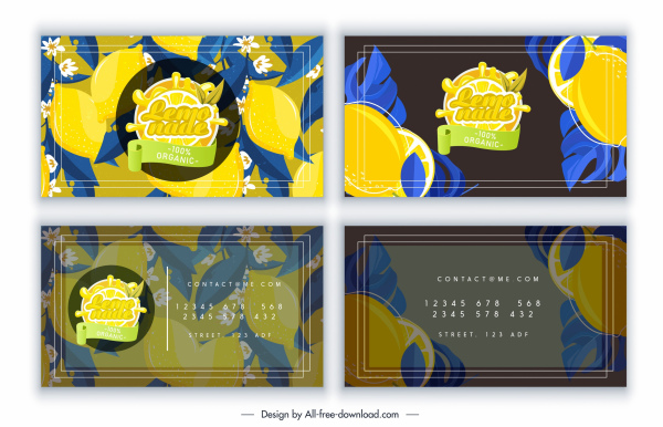 визитной карточки Шаблоны лимонная тема красочные оформлены в классическом стиле