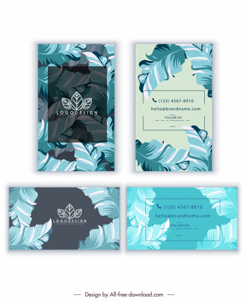 bisnis kartu template alam daun dekorasi berwarna klasik