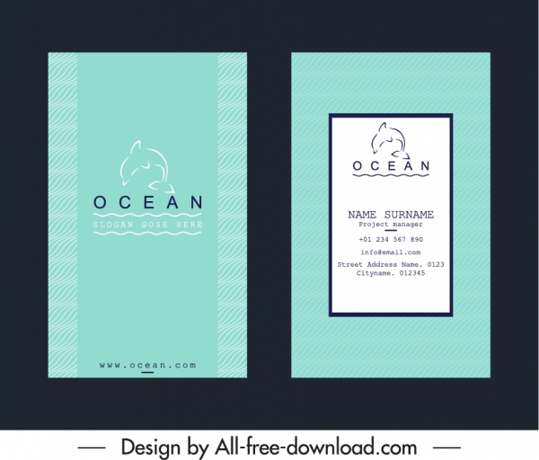 Visitenkarte Vorlagen Ozean Delphin Logotyp Dekor