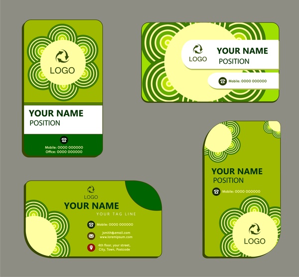 template bisnis kartu dengan desain hijau ekologi