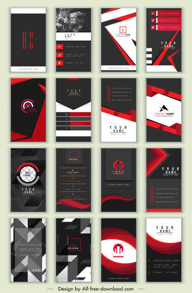 plantillas de tarjetas de visita colección de diseño abstracto oscuro elegante