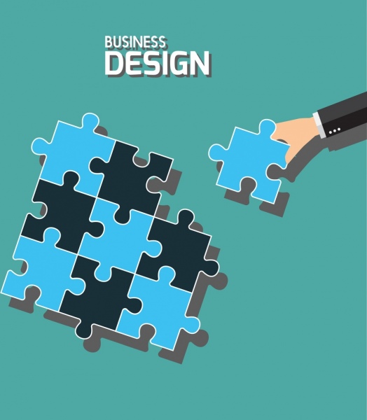 비즈니스 컨셉 배경 퍼즐 관절 아이콘 평면 디자인