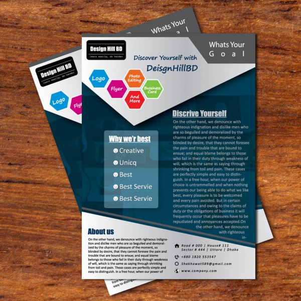 projeto de negócios panfleto panfleto preto azulado por designhillbdcom