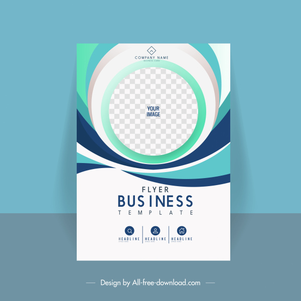 modelo de capa de folheto de negócios elegante curvas de círculo quadrimestado