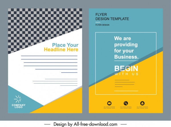 template sampul flyer bisnis dekorasi datar elegan berwarna-warni