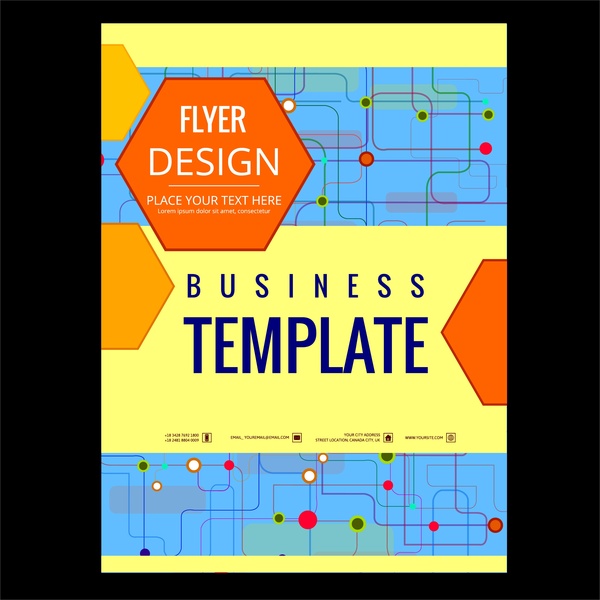 Business flyer plantilla de diseño estilo de puntos de conexión