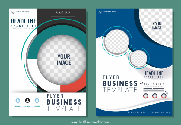 brosur bisnis template warna-warni desain modern yang lingkaran kotak