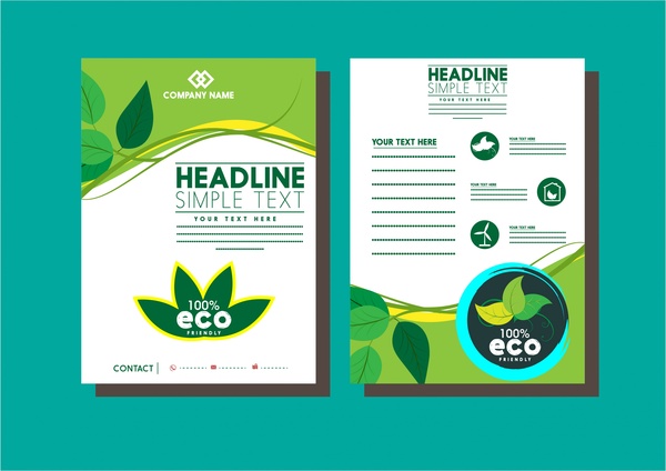 gaya bisnis flyer template eco daun hijau