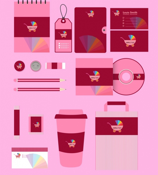 projeto de ornamento rosa negócios identidade moda bebê carrinho
