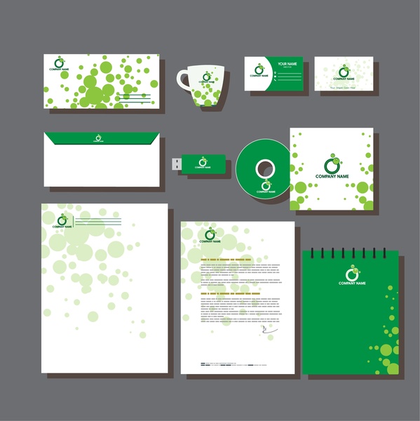 identidade de negócios define o bokeh círculos em design verde