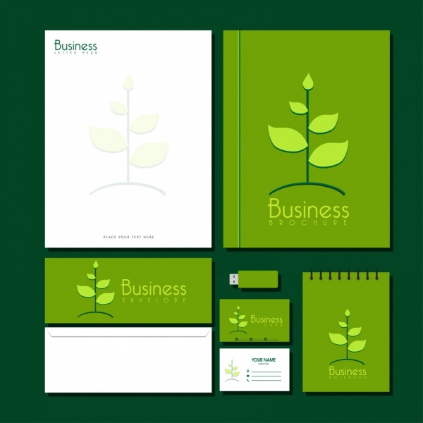 identidade de negócios define o ícone de árvore verde eco design