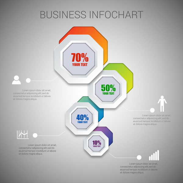 Business-Infochart-Design mit Sechsecken und Prozentsatz