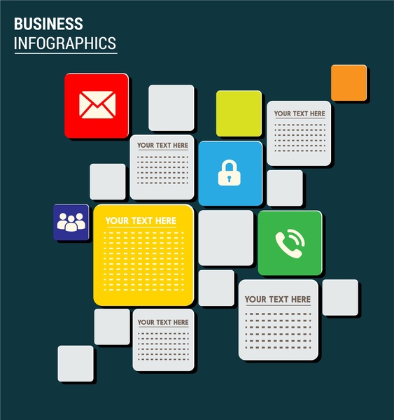 Bisnis infographic desain termasuk antarmuka dan kotak