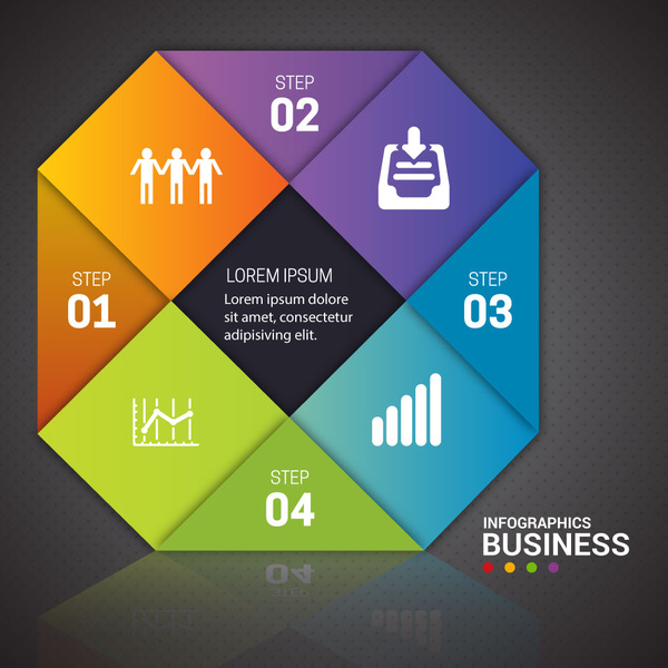 Business-Infografik-Design mit bunten Geometrien Kombination