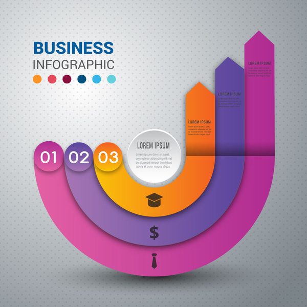 Bisnis infographic desain dengan panah melengkung