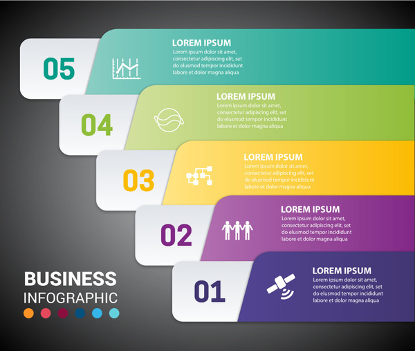 Bisnis infographic desain dengan tab horizontal miring