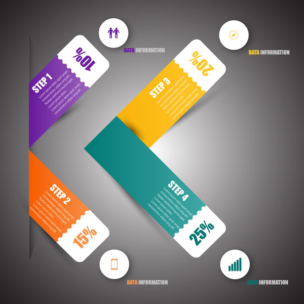Bisnis infographic desain dengan pengaturan tiket dan persentase