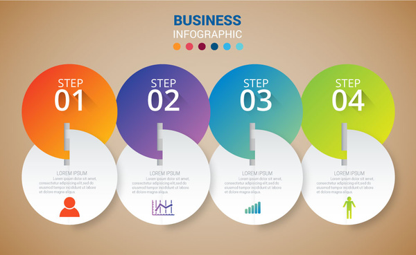 Business-Infografik-Design mit 3d eingefügten Kreisen