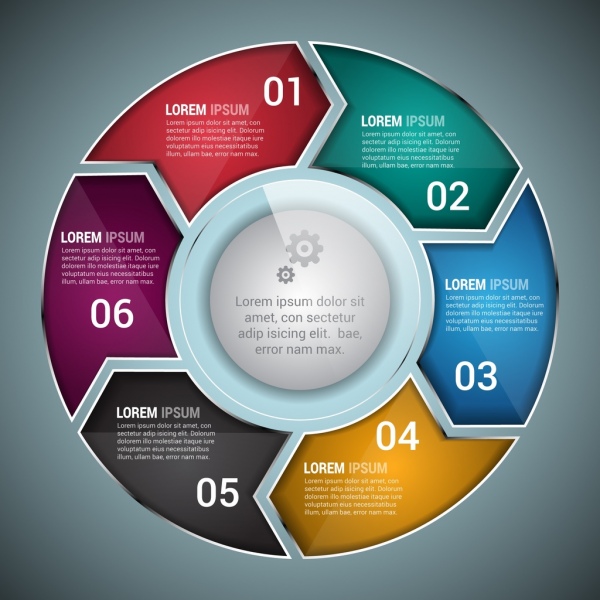 Infográfico de negócios modelo círculos brilhante colorido decoração