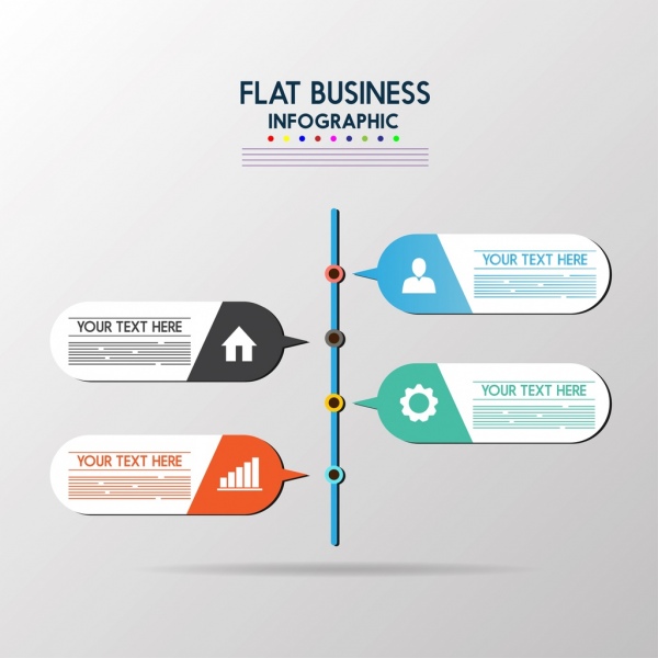 Business Infographic Template Flat Design Speech Baubles Icons