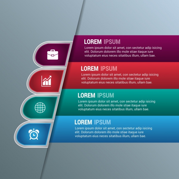 affari infographic template orizzontale color design moderno