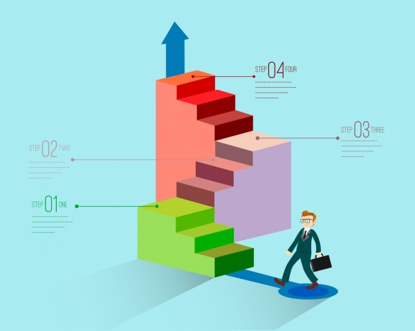 Бизнес инфографики шаблон лестницы иконки 3d дизайн