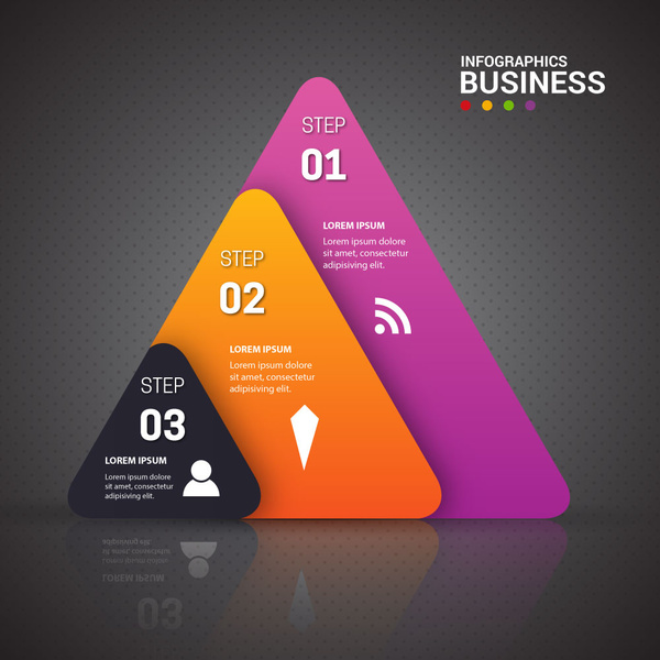 Bisnis infographic dengan ilustrasi berwarna segitiga