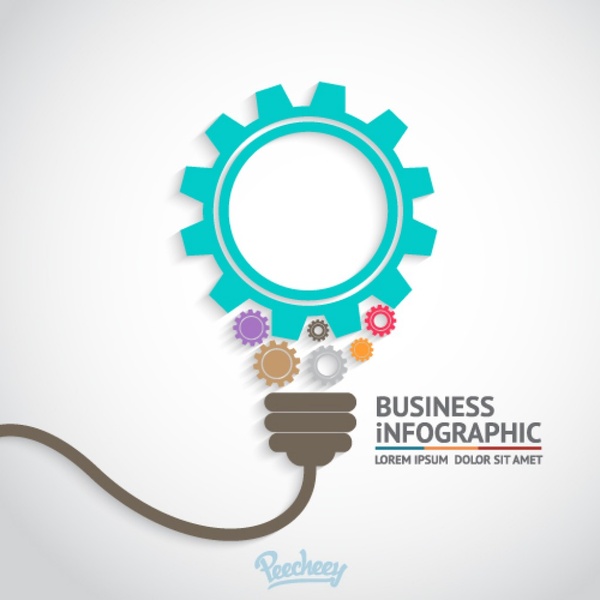 Infographic الأعمال التجارية مع مفهوم المصباح